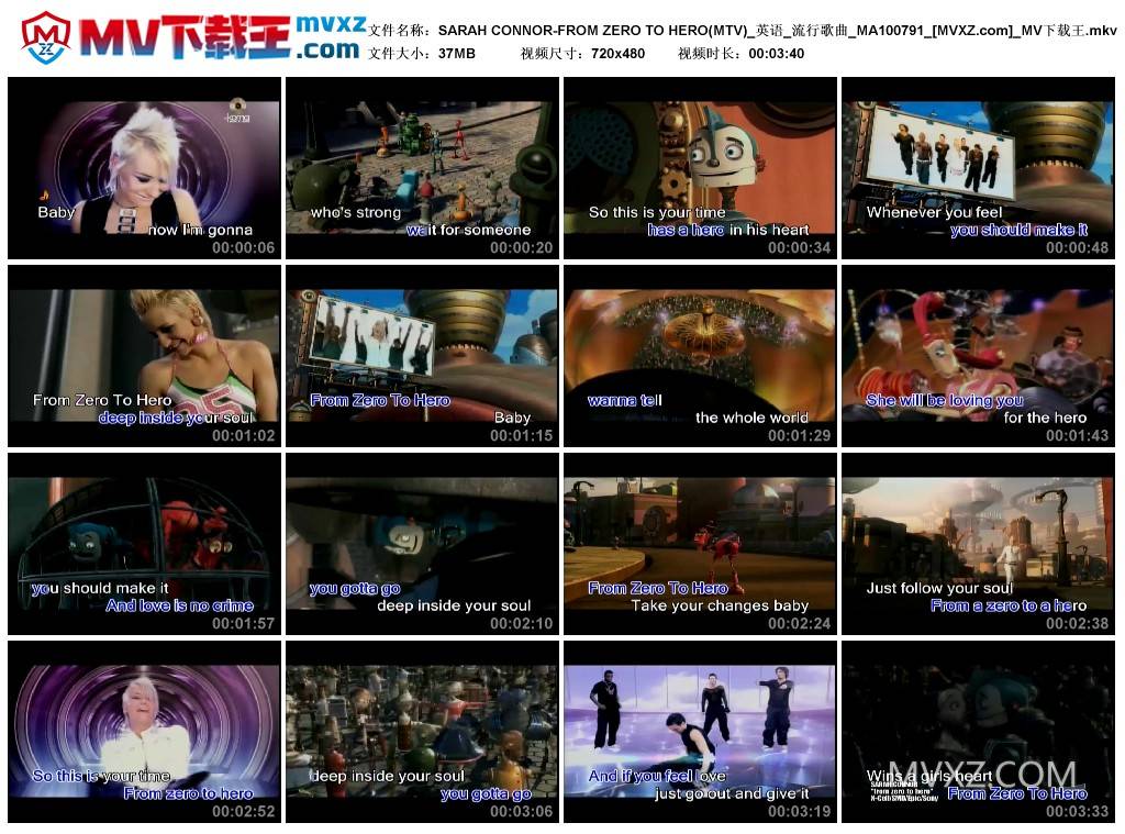 SARAH CONNOR-FROM ZERO TO HERO(MTV)_英语_流行歌曲_MA100791